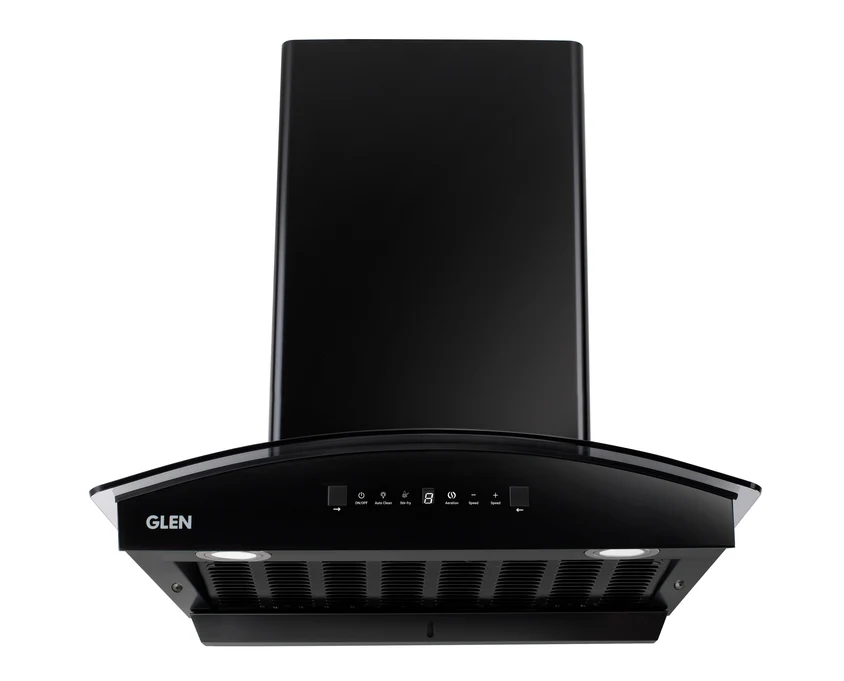 Glen Glass Chimney with Heat Sensor (6069 HSR BLDC BL AC) 60cm