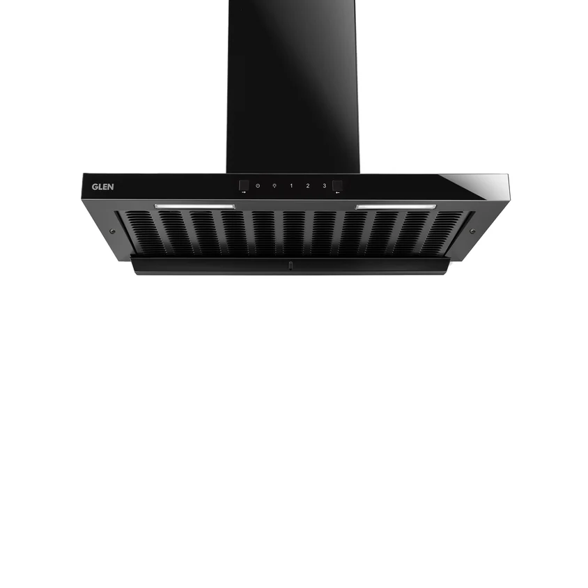Glen Glass Chimney with Heat Sensor (6052 HSR BLDC BL AC) 76cm