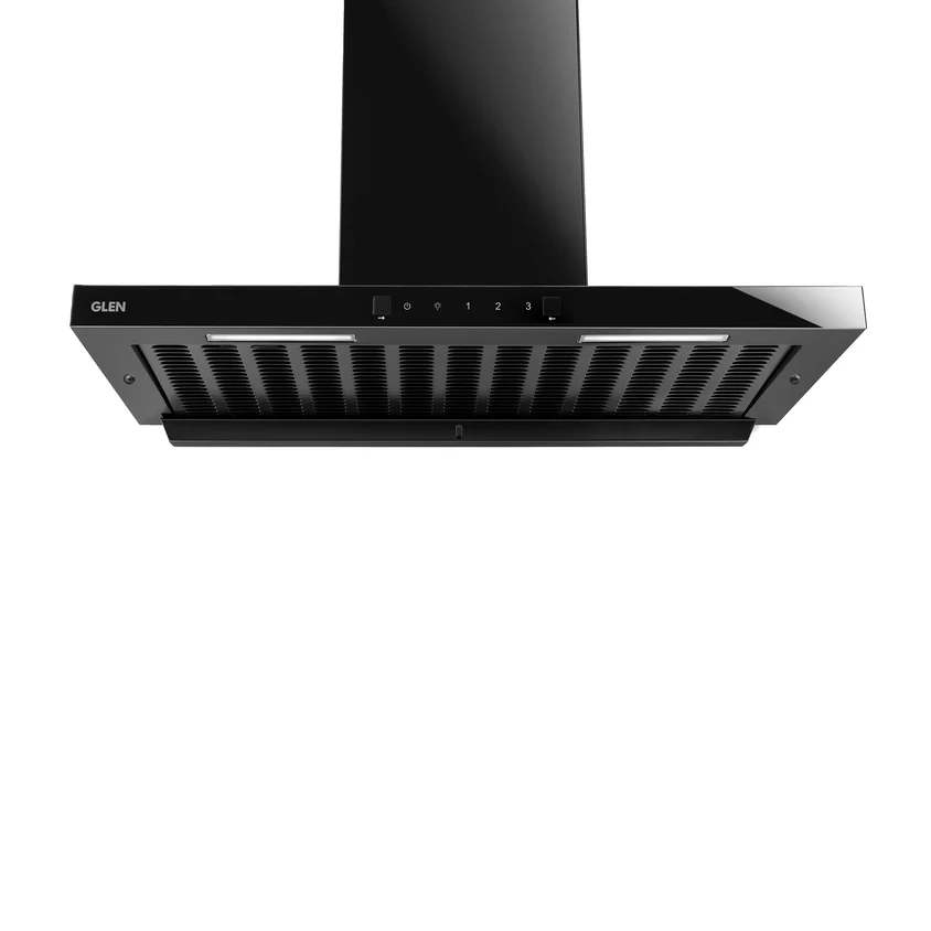 Glen Glass Chimney with Heat Sensor (6052 HSR BLDC BL AC) 90cm