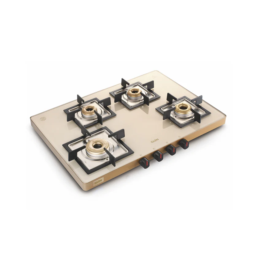 4 Burner Ultra Slim Apricot Glass Gas Stove 1 High Flame 3 Forged Brass Burner (CT1047US)